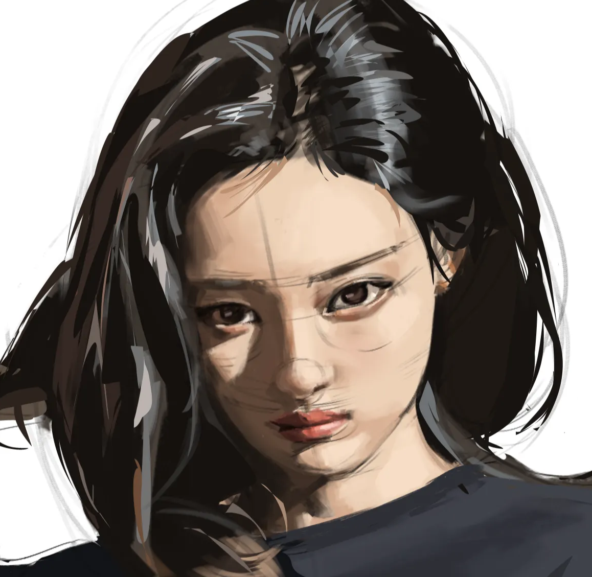 After — current face drawing